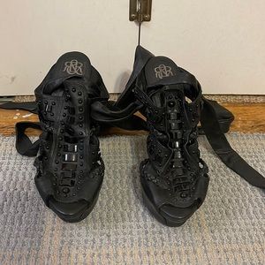 Rock and Republic Black Tie up heels size 9 and a half